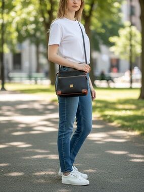 Dooney & Bourke Black Crossbody with Brown Accents